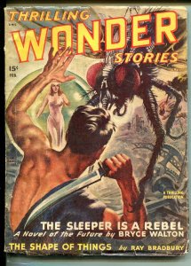 THRILLING WONDER STORIES 02/1948-GIANT SPIDER-RAY BRADBURY-BERGEYPULP-vg