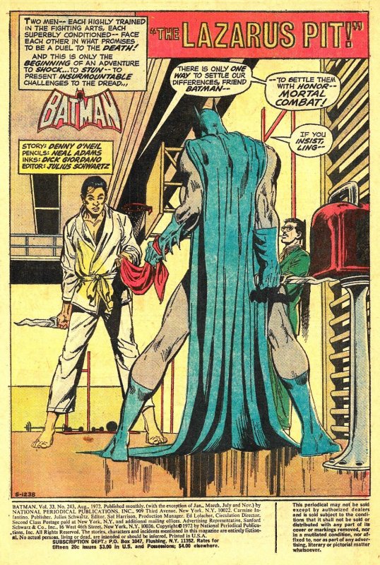 BATMAN #243 (Aug1972) 7.0 FN/VF  Denny O'Neil/Neal Adams! 1st Lazarus Pit!