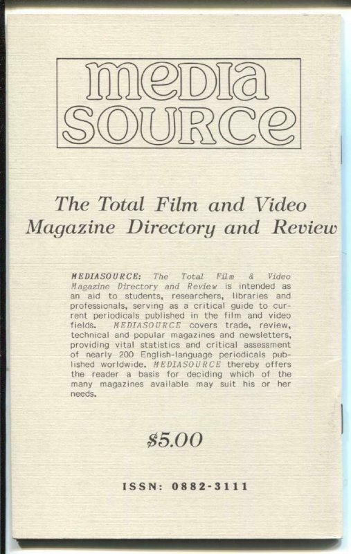 Mediasource #1Winter 1985-1st issue-index to film & video sci-fi & fantasy-VF