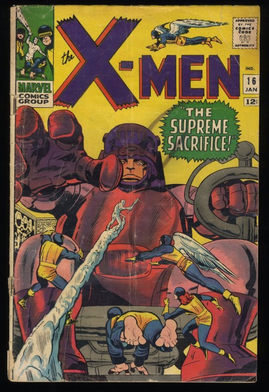 X-Men #16 VG 4.0 3rd Appearance Sentinels! Stan Lee! Jack Kirby Art!