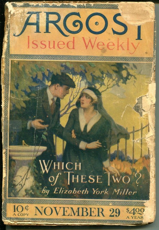 ARGOSY 11-29/1919-MUNSEY-CHARLES ALDEN SELTZER-LORING BRENT-PULP FICTION-fr 