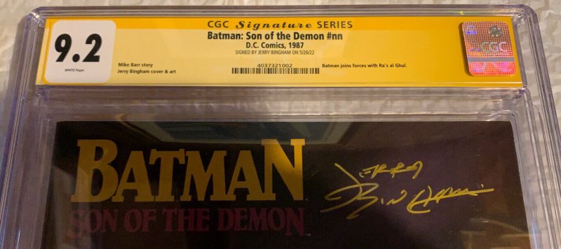 1ST DAMIAN WAYNE Batman: Son of the Demon Paperback SIGNED CGC 9.2 NM-