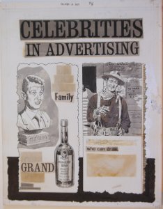 JOHN SEVERIN original art, CRACKED AD, 14x17, John Wayne, Dean Martin, Celebs