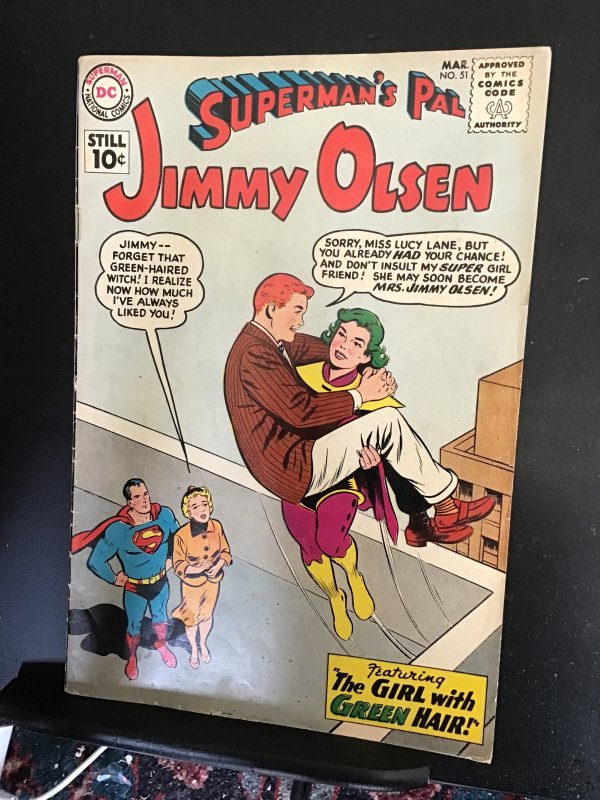 Superman's Pal, Jimmy Olsen #51 (1961) Girl with the green hair! 10c VG/FN