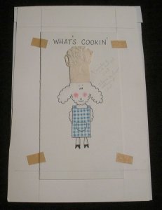 WHATS COOKIN Cartoon Sheep Lamb Chef 4x7 Greeting Card Art #1434