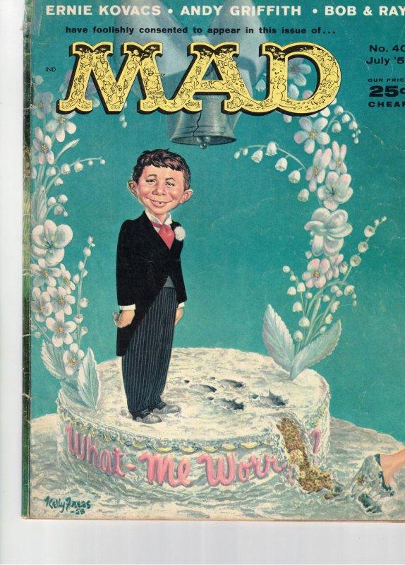 MAD #40 (1958) Early FN- key! Alfred! Ernice Kovacs, Andy Griffen! Utah CERT.