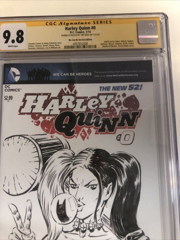 Harley Quinn (2014) # 0 (CGC 9.8 SS) Signed & Sketch Tim Vigil * DC Comics