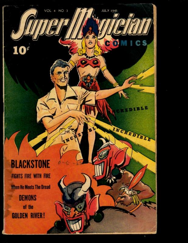 Super Magician Comics Vol. # 4 # 3 FN- 1945 Golden Age Comic Book Demons NE3