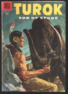 Turok Son of Stone #4 1956-Dell-Prehistoric Indian adventures-VG
