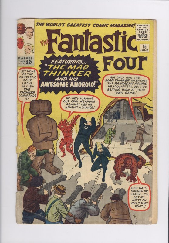 Fantastic Four # 15   GD  (1963)  Early Silver Age Classic!