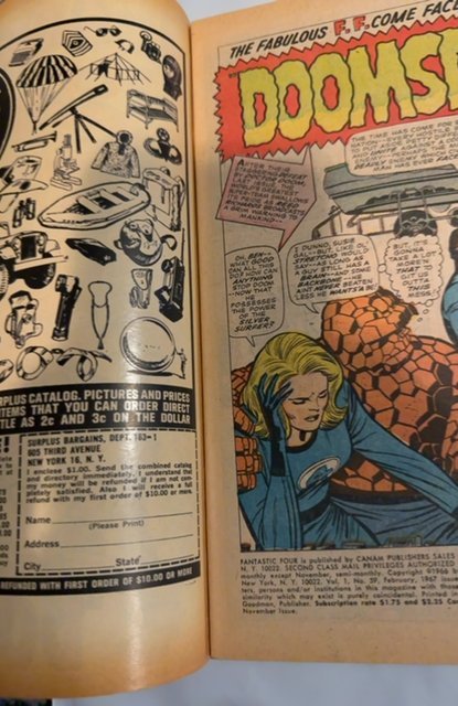 Fantastic Four #59  Inhumans Silver Surfer Doomsday foxxing/tanning