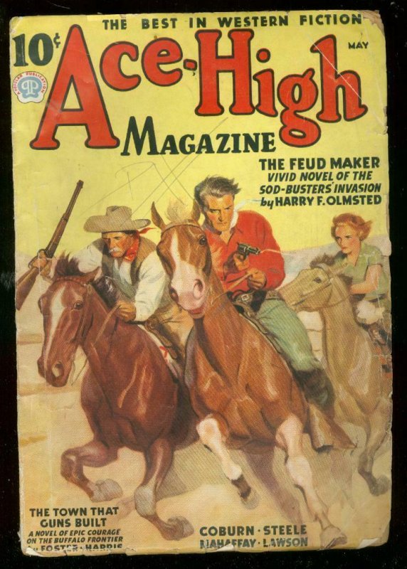 ACE-HIGH MAGAZINE MAY 1937-WESTERN PULP-TOM LOVELL CVR G-