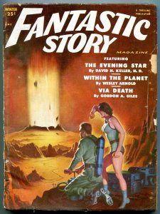 Fantastic Story Pulp Winter 1952- Evening Star- Great cover VG