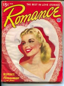 Romance 3/1949-pin-up girl cover-female pulp fiction authors-Valentine's issu...