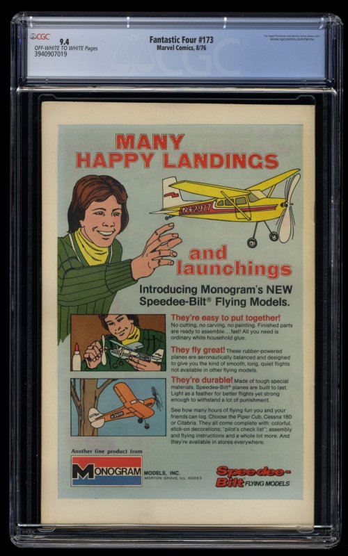 Fantastic Four #173 CGC NM 9.4 Off White to White Galactus!