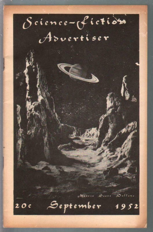 Science-Fiction Advertiser 9/1952-early fanzine-pulps-reviews-sci-fi-VG/FN