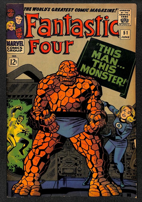 Fantastic Four #51 VG- 3.5 Jack Kirby Cover! Marvel Comics