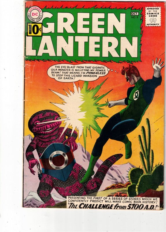 Green Lantern #8 (1961) VG+ Green Lantern vs Gilla Monster Alien Wow! Utah CERT!