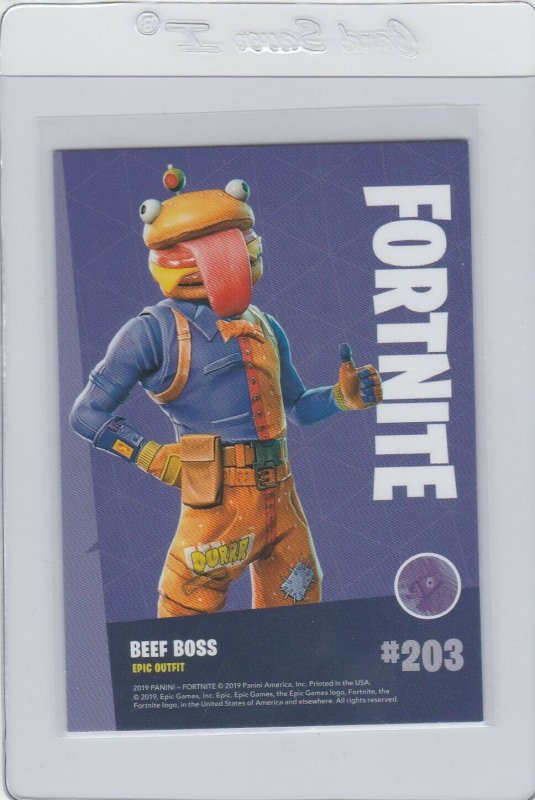 Fortnite Beef Boss 203 Epic Outfit Panini 2019 trading card series 1