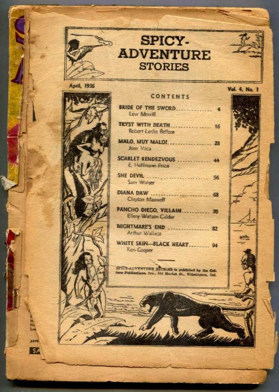 Spicy Adventure Stories Pulp April 1936- coverless copy