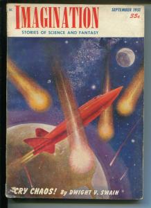 Imagination 9/1951-Greenleaf-sci-fi pulp-Hannes Bok-rocket ship-Dwight Swain-VG