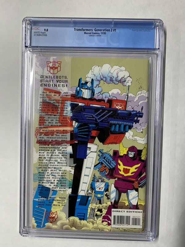 Transformers Generation 2 # 1 Collectors Edition Cgc 9.8 Wp Marvel