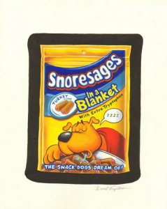 Wacky Packages #49 Painted Art - Snoresages - 2010 Signed art by Brent Engstrom