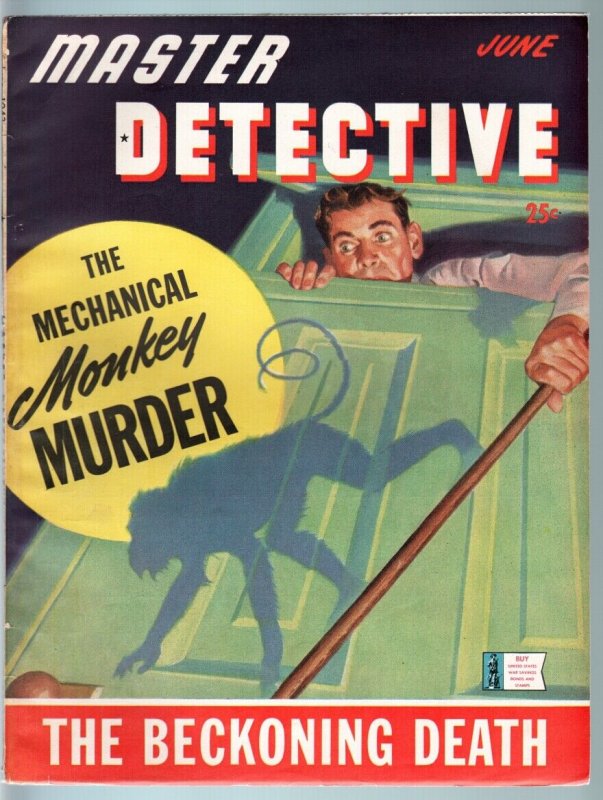 MASTER DETECTIVE JUN 1943-FN/VF-WILD HITLER STORY-MONKEY MURDER-PULP-TRUE  FN/VF