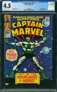 CAPTAIN MARVEL #1 CGC 4.5 (1968) / SBD-01