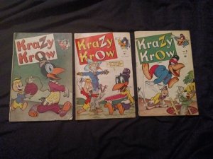 Krazy Krow 1 2 3 Timely Comics 1945 Golden Age WW2 superhero complete set rabbit