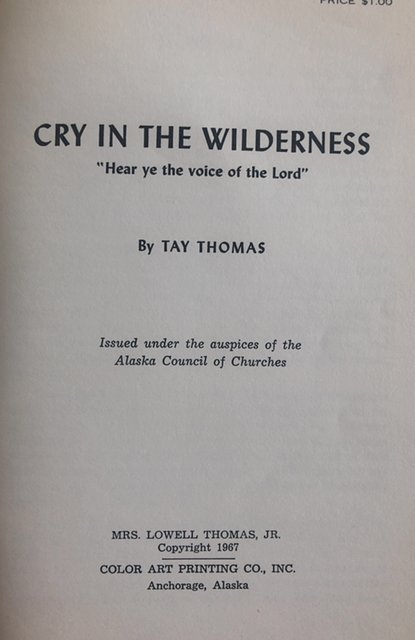 Cry in the wilderness, Thomas, 125p,1967
