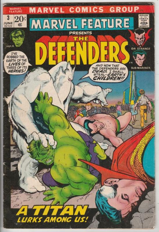 Marvel Feature presents Defenders, The #3 (Jun-72) VG/FN Mid-Grade Dr.Strange...