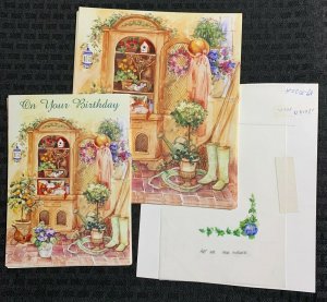 GARDEN ROOM w/ Flowers & Plants 2pcs 10x14 Greeting Card Art #8122 w/ 17 Cards