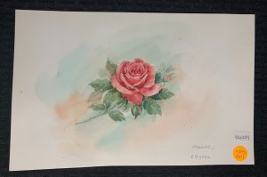 PLANNER COVER Painted Pink Rose 11.5x7.5 Greeting Card Art #5032