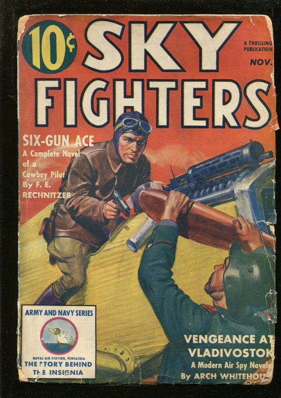 SKY FIGHTERS 11/1939-AIR WAR PULP-THRILLS-ARMY-NAVY-INSIGNIA-vg