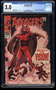 Avengers #57 CGC GD/VG 3.0 Off White to White 1st Appearance Vision!