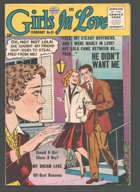 Girls In Love #51 1956-Quality-Off Beat Romance-Nice art-VG/FN 