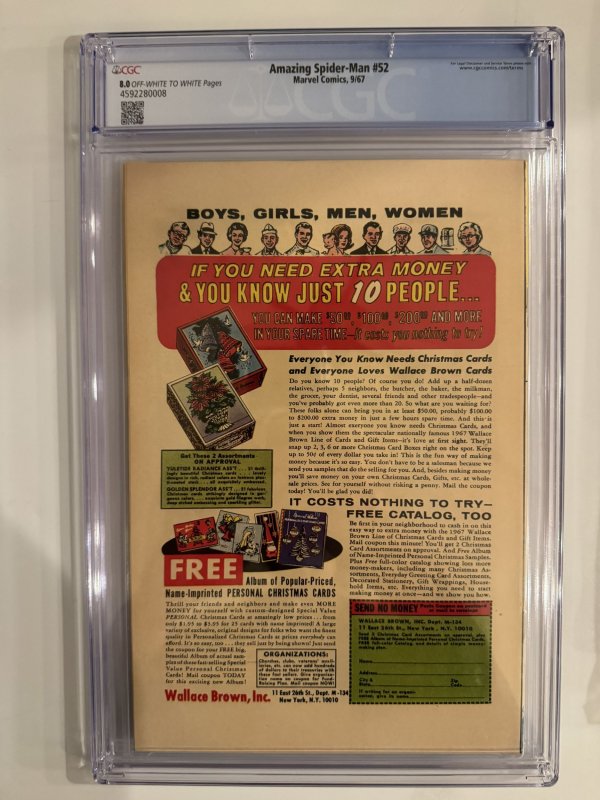 Amazing Spider-man #52 CGC 8.0 1st Joe Robertson KIngpin app (1967)