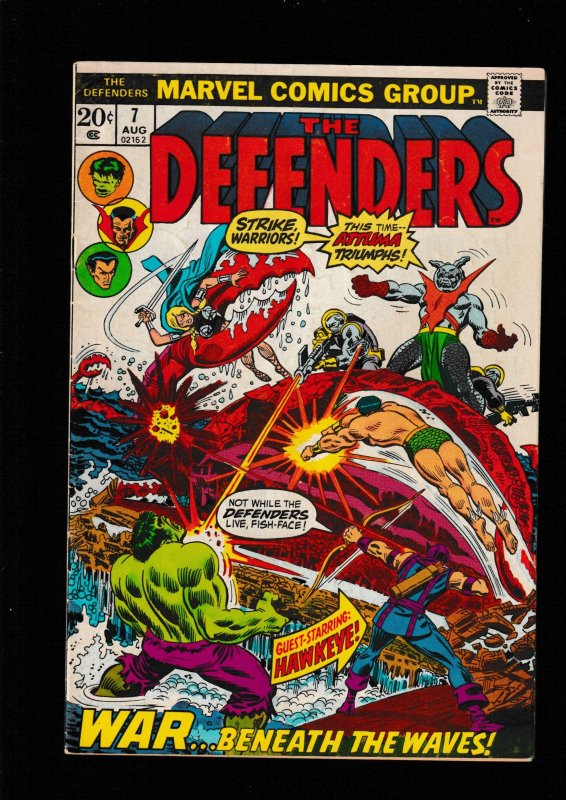 The Defenders #7 (1973) FN / HAWKEYE / NAMOR / VALKYRIE / HULK