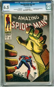 The Amazing Spider-Man #67 (1968) CGC 6.5! OW Pages! 1st App of Randy Robertson!