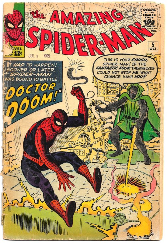 AMAZING SPIDER-MAN # 5 (Oct1965 ) 3.0 GD/VG All Steve Ditko! Dr. Doom! The FF!