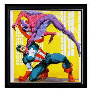 VINTAGE Framed 1988 Marvel Captain America 12x12 Poster Display