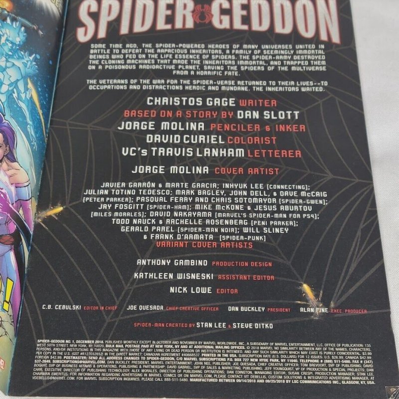Spider-Geddon 1 Marvel 2018 VG Walmart Exclusive Variant Spider-Man Spider-verse