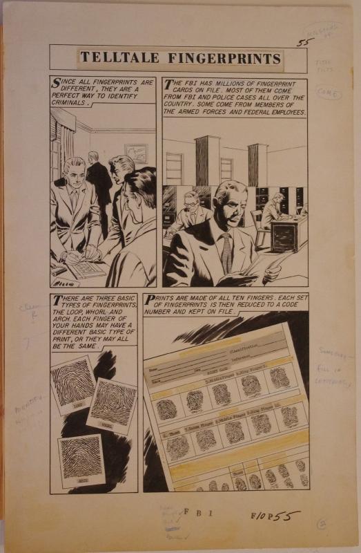 FBI - WORLD AROUND US #6 pgs 55-57 original art, 1959, 3 pgs, FingerPrints, CSI