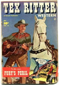 Tex Ritter #14 1952- Fawcett Golden Age Western photo cover G