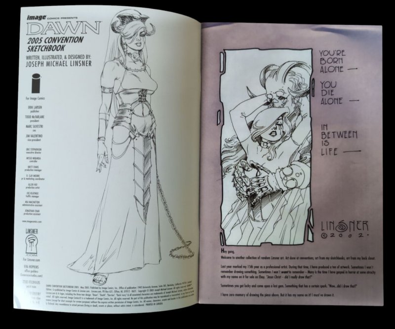 Dawn 2005 Convention Sketchbook Joseph Linsner Image Comics VF/NM Condition