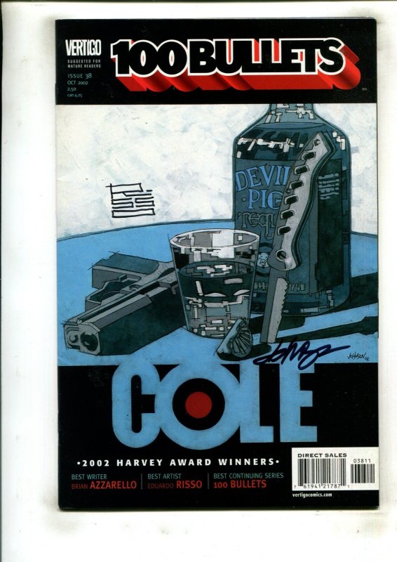 100 BULLETS #38 (9.2) SIGNED BY EDUARDO RISSO & DAVE JOHNSON!! 2002