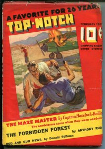 Top-Notch 2/1937-adventue pulp-John Howitt cover-hook hand-gunman-VG