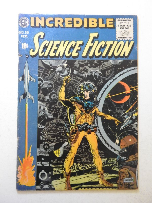 Incredible Science Fiction #33 (1956) VG- Cond moisture stains, rust on staples