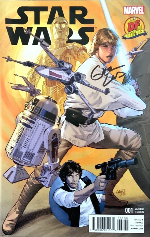 STAR WARS #1 DF EXCLUSIVE GREG LAND COVER SIGNED BY GREG LAND W/COA NM. 